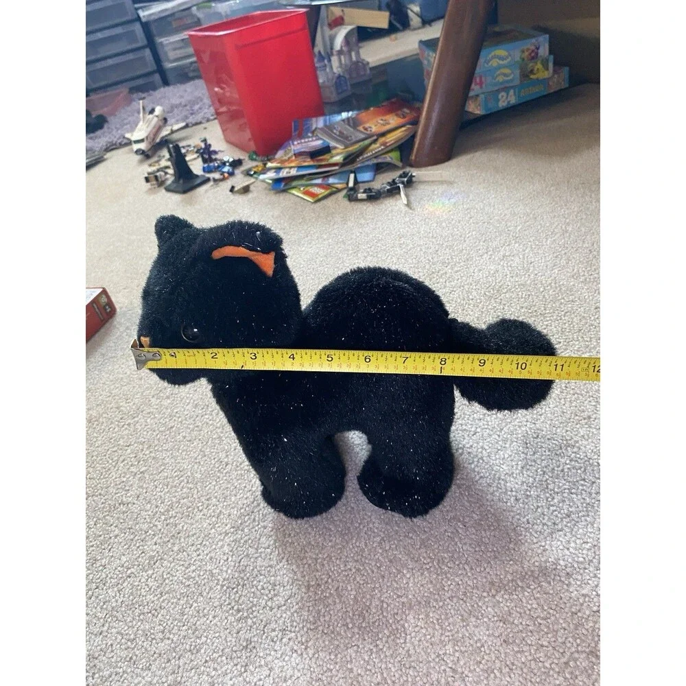 Vintage Halloween Black Cat Plush 10